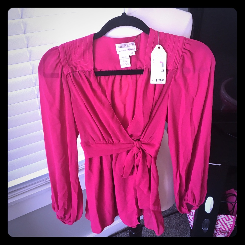 NWT pink sheer wrap shirt by M.S.S.P.